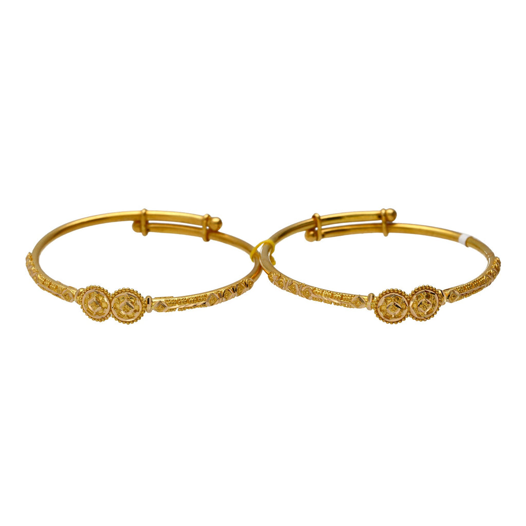 22K Gold Beaded Medallion Baby Bangles | 
These beautiful 22k gold bangles are just what your little one needs to show off their cuteness....