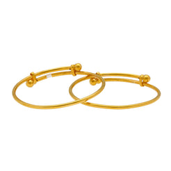22K Yellow Gold Baby Bangles Set of 2 W/ Adjustable Bands, 11.0 grams