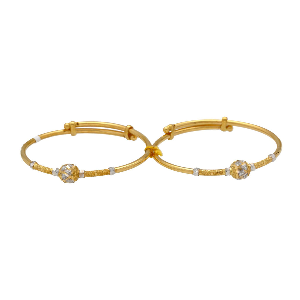 22K Yellow & White Gold Beaded Baby Bangles | 
Carry on the tradition of gifting your little one with a pair of gold bangles with these beautif...