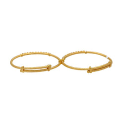 22K Yellow Gold Adjustable Engraved Baby Bangles