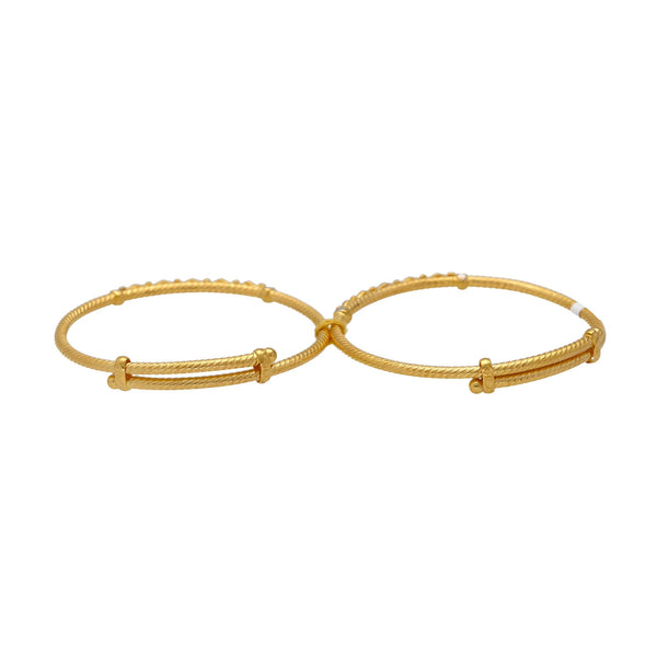 22K Yellow Gold Adjustable Engraved Baby Bangles | 
These dainty and simple 22k gold bangles for babies are the perfect gift for any infant. The adj...