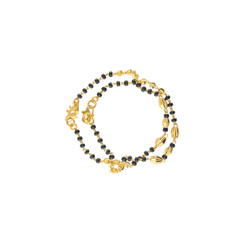 An image of the Avery 22K gold bracelet with black beads from Virani Jewelers. | Give your child the gift of Virani Jewelers with the Avery 22K gold bracelets!

Features black be...