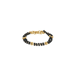22K Yellow Gold Baby Bracelet W/ Gold Balls & Black Beads