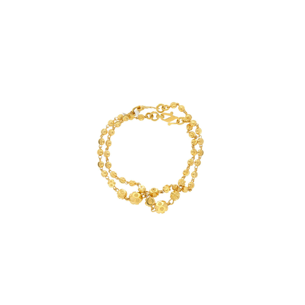 An image of the 22K gold bracelet with varying sized gold balls from Virani Jewelers. | Give your little one a gift they’re sure to remember with this gorgeous set of beaded baby bracel...