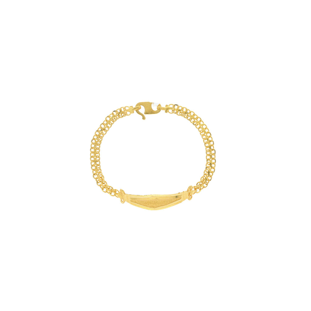 22K Yellow Gold Kid’s Link Peace Fashionable Baby Bracelet, 4.6 grams | 


This will Show off your sophisticated style by wearing this charming gold bracelet! This styli...