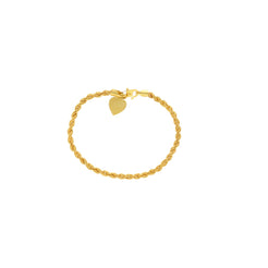 22K Yellow Gold Opulent Link Peace Baby Bracelet W/ Curvature Design, 2.3 grams