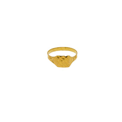 22K Yellow Gold Baby Ring W/ Hammered Signet Design