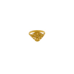 22K Yellow Gold Baby Ring W/ Gold Ball Flower & Leaf Design