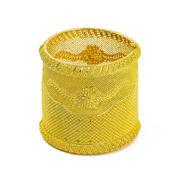 22K Yellow Gold Bangle W/ Textured Print Cuff Frame & Openable Screw Clasp |  22K Yellow Gold Bangle W/ Textured Print Cuff Frame & Openable Screw Clasp for women.  This ...