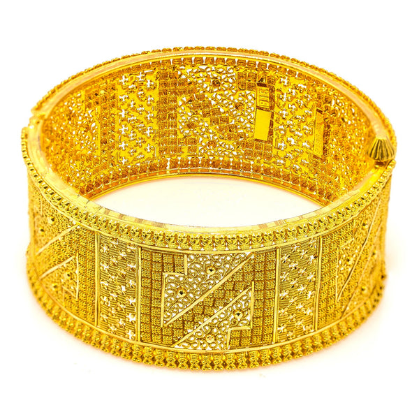22K Yellow Gold Bangle W/ Intricate Design & 'N' Accents |  22K Yellow Gold Bangle W/ Intricate Design & 'N' Accents for women. This radiant 22K yellow ...