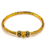 22K Yellow Gold Bangle W/ Bead Ball Accents & Hand Painted Details |  22K Yellow Gold Bangle W/ Bead Ball Accents & Hand Painted Details for women. Add a bit of d...