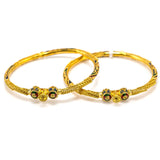 22K Yellow Gold Bangle W/ Bead Ball Accents & Hand Painted Details |  22K Yellow Gold Bangle W/ Bead Ball Accents & Hand Painted Details for women. Add a bit of d...