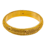 22K Yellow Gold Bangles Set of 2 W/ Clustered Beaded Filigree & Thick Domed Band |  22K Yellow Gold Bangles Set of 2 W/ Clustered Beaded Filigree & Thick Domed Band for women. ...