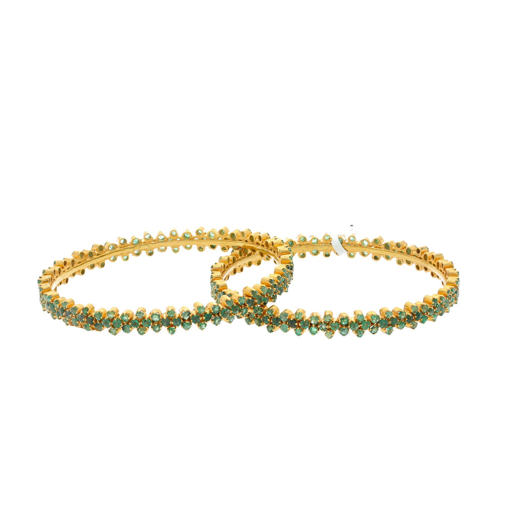 22K Yellow Gold sleek Bangles Set of Two W/ Emerald , 42.8 grams | 


Surprise your lady with a pair of gold bangles that'll adorn her wrists every day. This 22K ye...