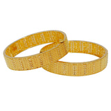 22K Yellow Gold Bangles Set of 2 W/ Beaded Filigree & Pointed Brick Pattern | Explore the alluring mystique of finely detailed gold bangles with this set of two 22K yellow gol...