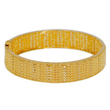 22K Yellow Gold Bangles Set of 2 W/ Beaded Filigree & Pointed Brick Pattern | Explore the alluring mystique of finely detailed gold bangles with this set of two 22K yellow gol...