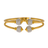 22K Multi Tone Gold Bangle W/ Split Stacked Band & White Gold Accent Balls | Create bold accents with radiant blends of gold colors and unique jewelry designs such as this 22...