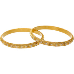 22K Multi-Tone Gold Beaded Filigree Bangle Set of 2