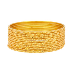 22K Yellow Gold Thin Bangles Set of Twelve, 59.5 Grams