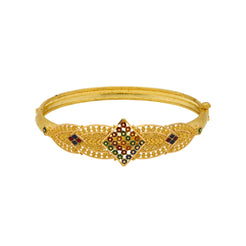 22K Yellow Gold Meenakari Bangle W/ Rhombus Accents