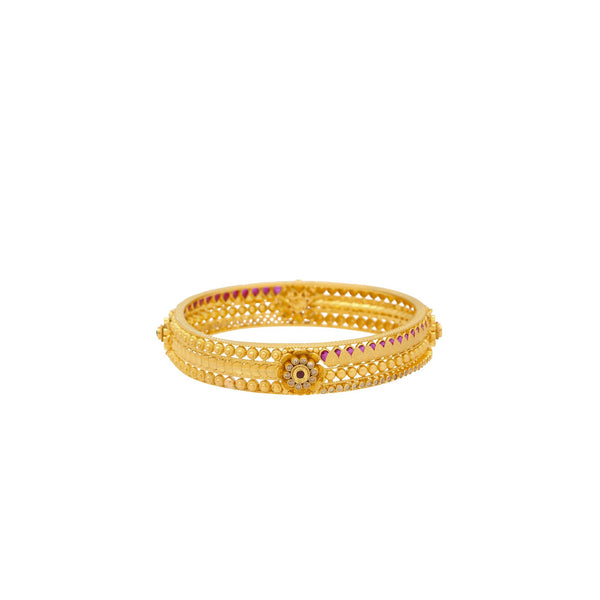 22K Yellow Gold Beaded Gemstone Bangle Set Of 2 | 
Our 22K Gold Beaded Gemstone Bangles will make any woman who wears them feel like queen. These e...