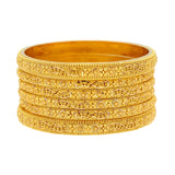 22K Yellow Gold Bangles Set of Six W/ Thick & Thin Pieces | 


Create a modern layered look with the unique details of this set of six radiant 22K yellow gol...