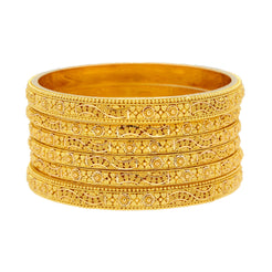 22K Yellow Gold Bangles Set of Six W/ Thick & Thin Pieces