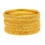 22K Yellow Gold Domed Bangles Set of Six W/ Thick & Thin Bangles 92.7 Grams | 


Add the needed depth and texture to your everyday style with the beauty of this set of six fla...