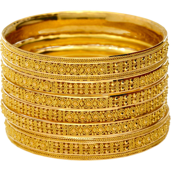 22K Yellow Gold Classic Indian Bangle Set of 6, Size 2.6 | 
These classic Indian gold bangles will make any outfit look ultra stylish! They're the perfect 2...