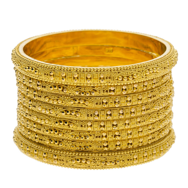 22K Yellow Gold Domed Bangles Set of 8 W/ Pronounced Gold Ball Design | 


Be as ornate and brilliant as you so choose with this ravishing set of eight 22K yellow gold b...