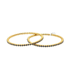 22K Yellow Gold Bangles Set of Two W/ Sapphire, 38.4 grams
