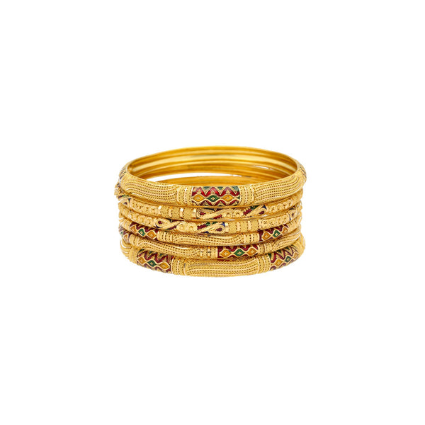 22K Yellow Gold & Enamel Large Unity Bangles | 
Brighten up any look with the 22K Yellow Gold & Enamel Large Unity Bangles from Virani Jewel...