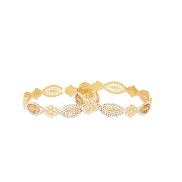 22K Yellow & White Gold Daisy Bangles | 
Shimmer and shine with the 22K Yellow & White Gold Daisy Bangles from Virani Jewelers. These...