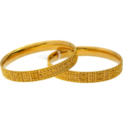 22K Yellow Gold Classic Indian Bangle Set (Size 2.6)