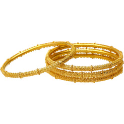 22K Yellow Gold & Beaded Filigree Bangle Set (58.3 grams)