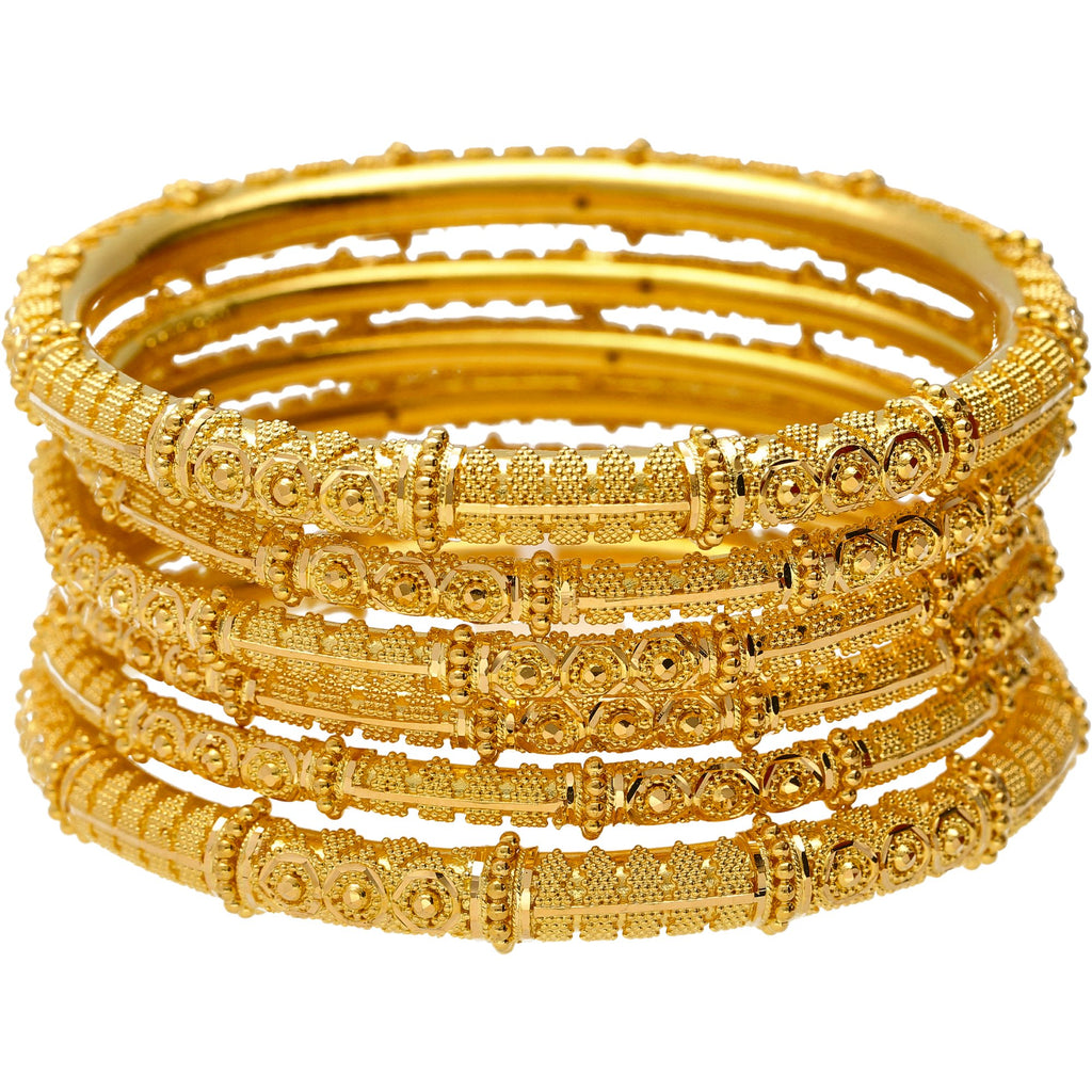 22K Yellow Gold & Beaded Filigree Bangle Set (90.2 grams) | 
Take your look from basic to fabulous when you wear this set of 22k gold bangles. These classic ...