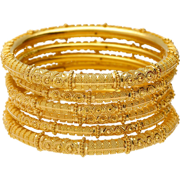 22K Yellow Gold & Beaded Filigree Bangle Set (90.2 grams) | 
Take your look from basic to fabulous when you wear this set of 22k gold bangles. These classic ...