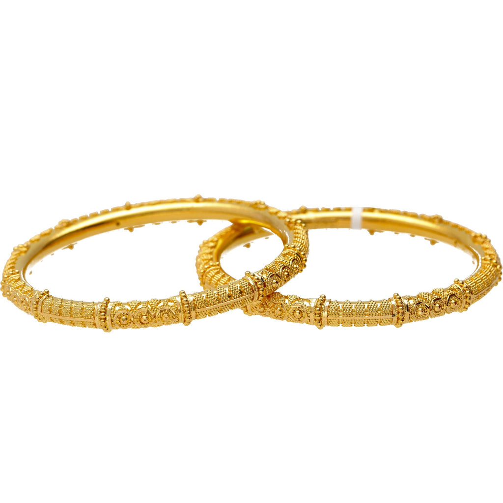 22K Yellow Gold & Beaded Filigree Bangle Set (40.3 grams) | 
Take your look from basic to fabulous when you wear this set of 22k gold bangles. These classic ...