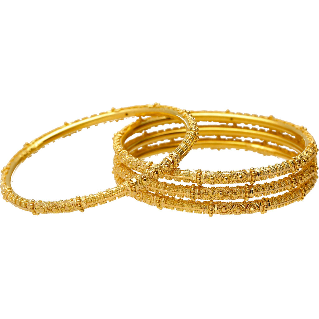22K Yellow Gold & Beaded Filigree Bangle Set (51.4 grams) | 
Take your look from basic to fabulous when you wear this set of 22k gold bangles. These classic ...
