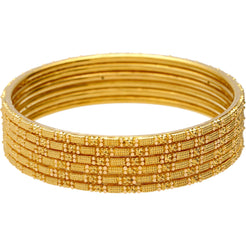 22K Gold Thin Indian Gold Bangle Set of 6