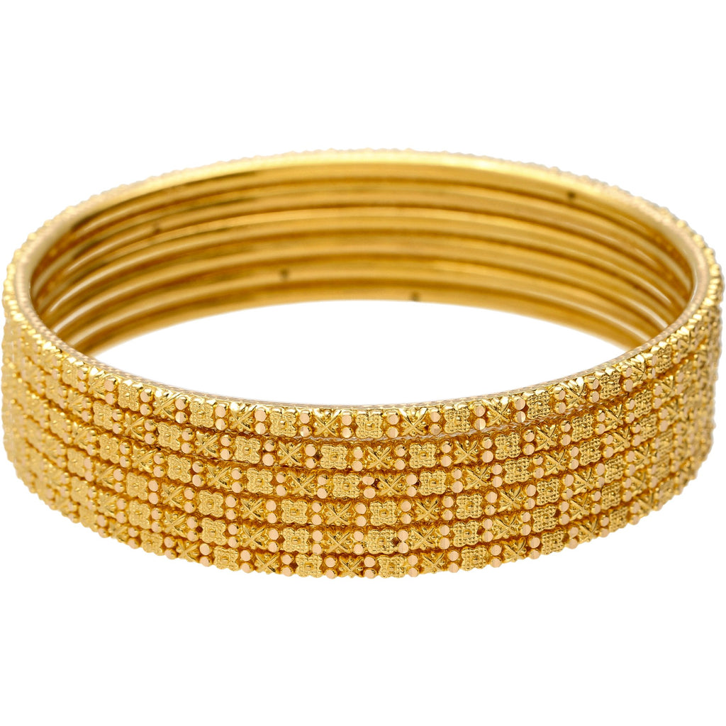 22K Gold Thin Beaded Filigree Bangle Set of 6 | 
These elegant and simple Indian gold bangles are everything your jewelery collection is missing!...