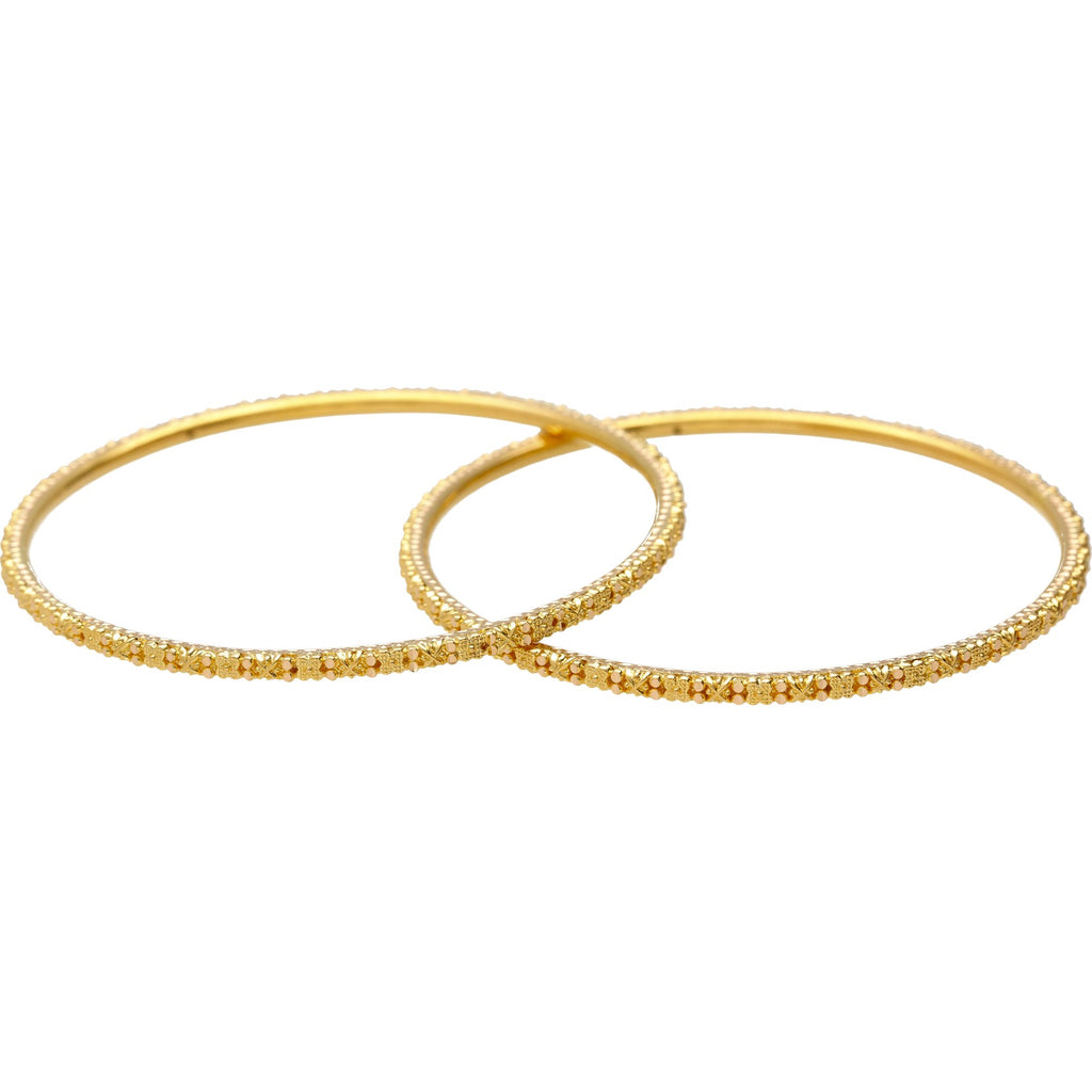 22K Gold Thin Beaded Filigree Bangle Set of 2 | 
These chic Indian gold bangles are everything your jewelery collection is missing! They're the p...