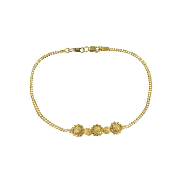 22K Yellow Gold Bracelet W/ Wrapped Glass Blast Accent Gold Balls | Make minimal luxury an essential part of your style with this radiant 22K yellow gold women’s bra...