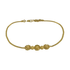 22K Yellow Gold Bracelet W/ Wrapped Glass Blast Accent Gold Balls