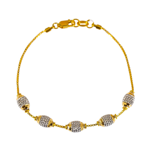 22K Multi Tone Gold Bracelet W/ Yellow & White Gold Accent Beads | Feminine chic accessories are essential for every affair such as this this elegant 22K multi tone...