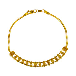 22K Yellow Gold Bracelet W/ "Railroad Track" Accent Pattern