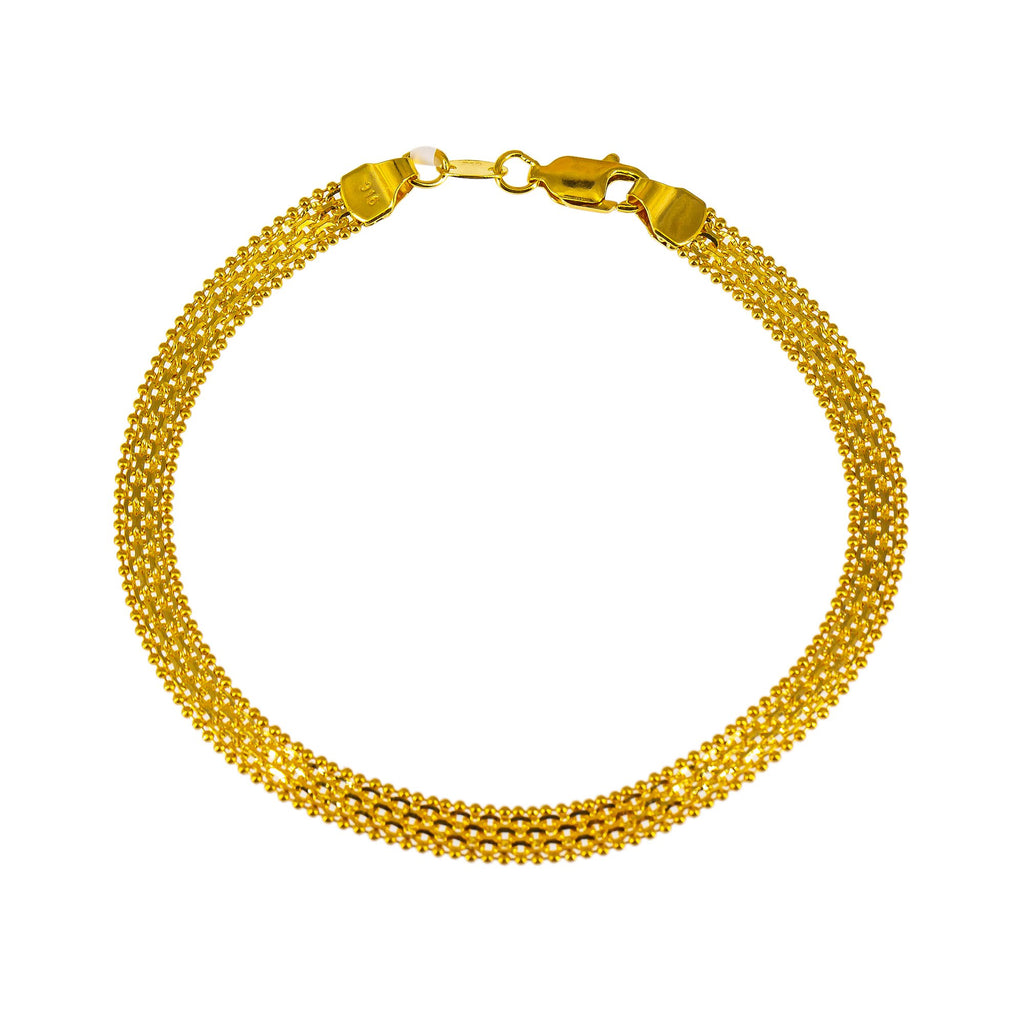 22K Yellow Gold Flat Bracelet W/ Anchor & Ball Bead Links | Thick and gaudy can be the very thing you need to transform your look, like this 22K yellow gold ...