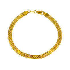 22K Yellow Gold Flat Bracelet W/ Anchor & Ball Bead Links