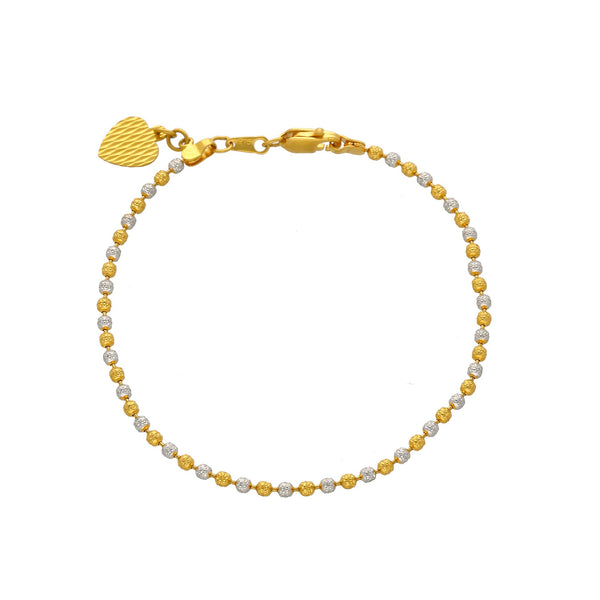 22K Multi Tone Gold Ball Bracelet W/ Heart Charm | 


Add an elegant hint of gold to your everyday, casual looks with this beautiful 22K multi tone ...