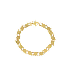 22K Yellow Gold Coin Link Peace Bracelet, 8.8 grams